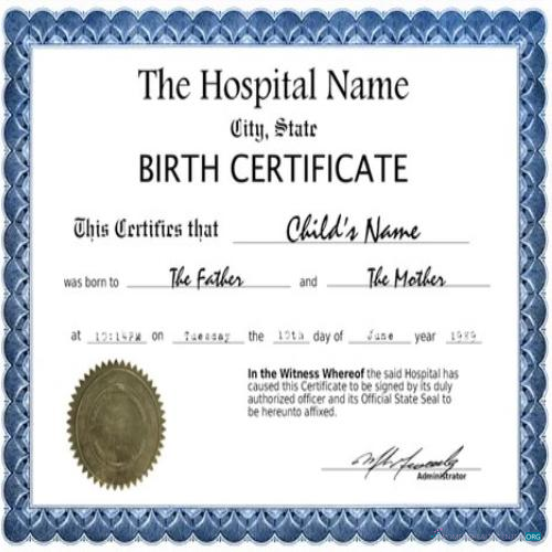 Download Hospital given certificate of birth Photoshop template